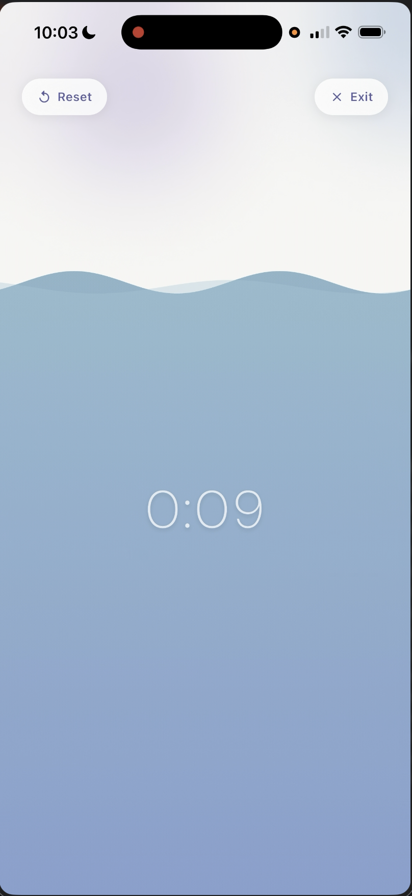 Focus Fill prototype screen with water fill visual
